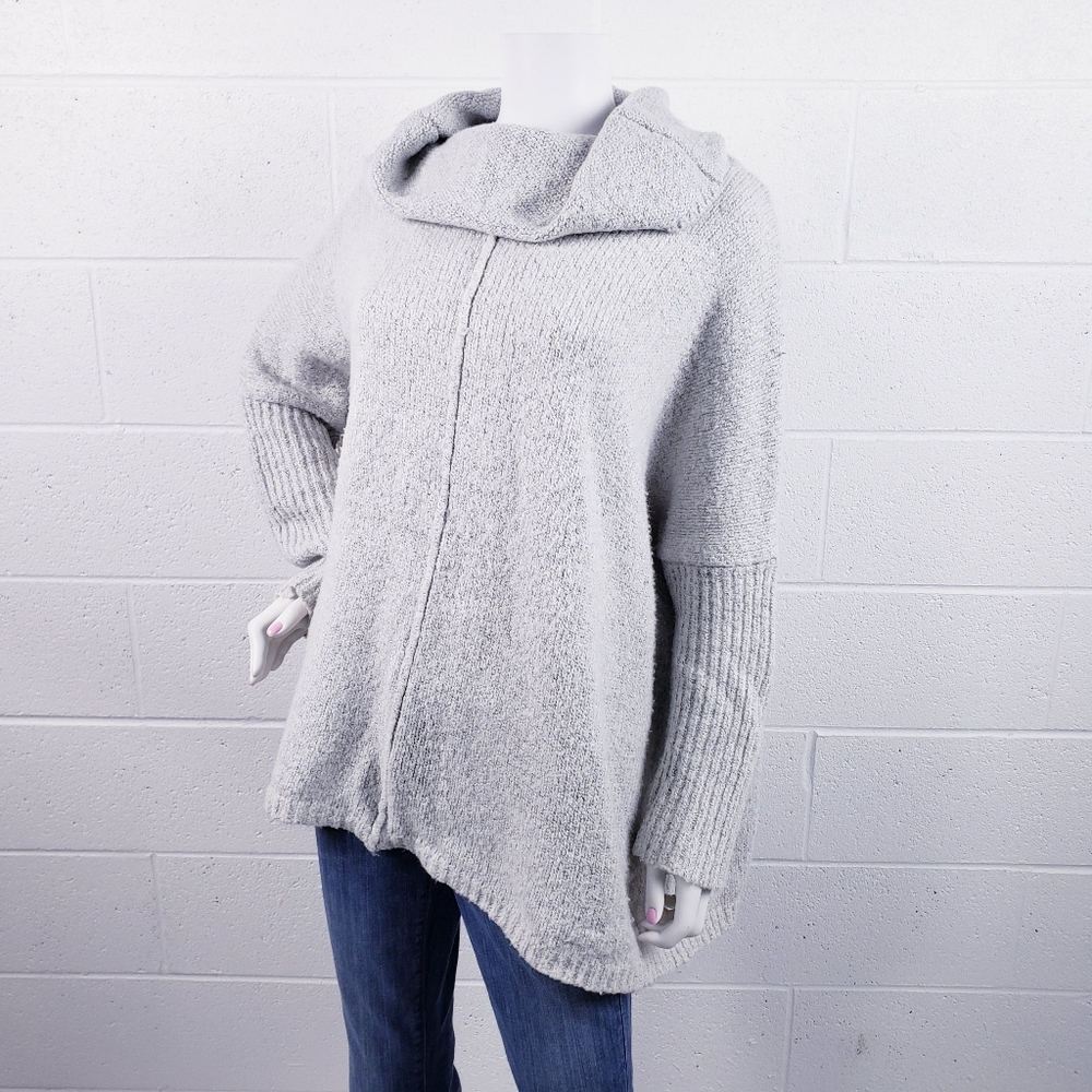 Dreamers Cowl Neck Oversized Tunic Sweater‎ Gray Chunky Knit Women's Size Medium